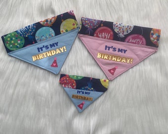 Reversible Birthday Pet Bandana for Ferrets, Cats and Dogs/ It’s My Birthday Bandana