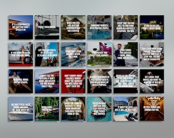 May include: A collage of 16 motivational quotes displayed on colorful backgrounds. The quotes are about success, failure, perseverance, and positive thinking. The images include a pool, a yacht, a plane, and a house.