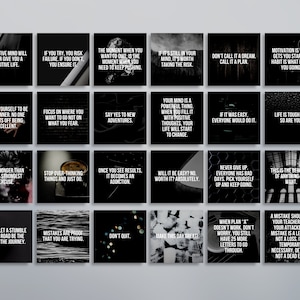 365 Days Motivational Quotes Black Theme, Instant Download Inspirational Social Media Postings, Content Creatives, Instagram, Image Quotes