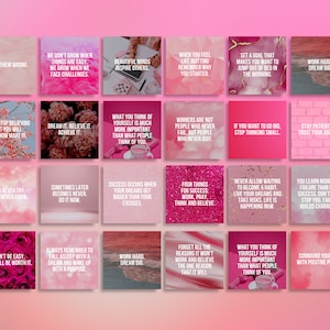 365 Tage Motivationszitate Pink vollständig bearbeitbares Canva-Thema, sofortiger Download Inspirierende Social-Media-Bildzitate, Instagram-Inhalte