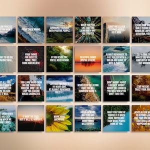 365 Days Motivational Quotes Nature Fully Editable Canva Theme, Instant Download Inspirational Social Media Image Quotes, Instagram Content