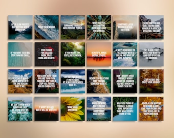 365 Days Motivational Quotes Nature Fully Editable Canva Theme, Instant Download Inspirational Social Media Image Quotes, Instagram Content
