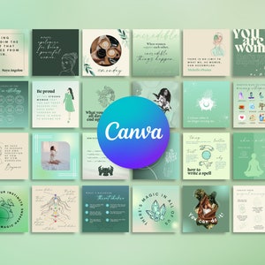 40 Universo Green Karma già pronti Good Vibes Tema Women Power Post sui social media Canva completamente personalizzabile Storia di Instagram modificabile