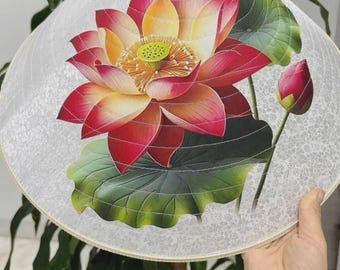 High-quality, large-sized Chuong Village conical hat; a lotus-patterned, brocade-covered conical hat suitable for traditional costumes