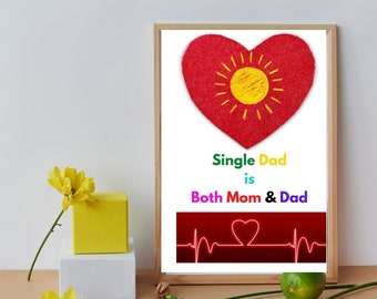 Single Dad is Both Mom and Dad, digital wall art, single father, printable, encouragement, inspiration, positive for single dads, supportive