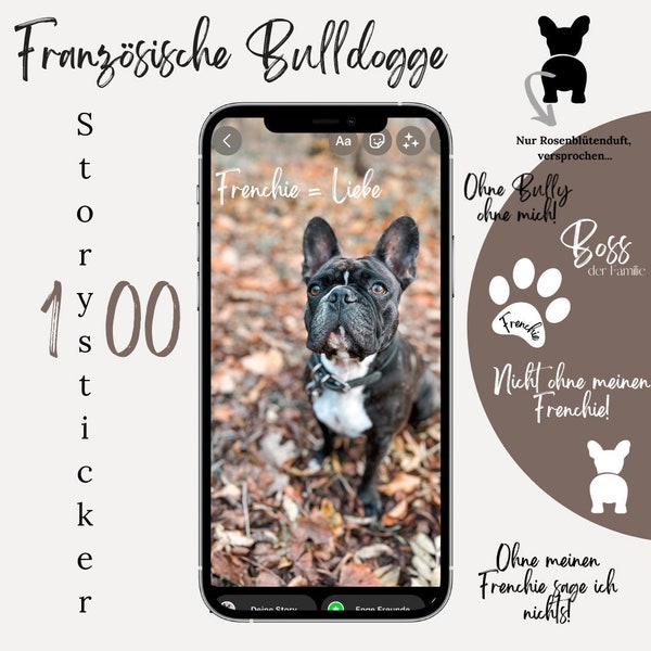 100 Story Stickers for Instagram Theme Dog French Bulldog Frenchie