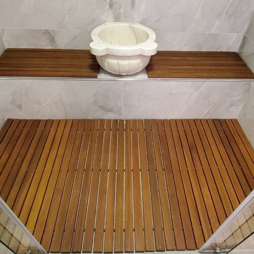 Custom Size Iroko Teak Oiled Shower Mat Foldable Bath Mat Etsy