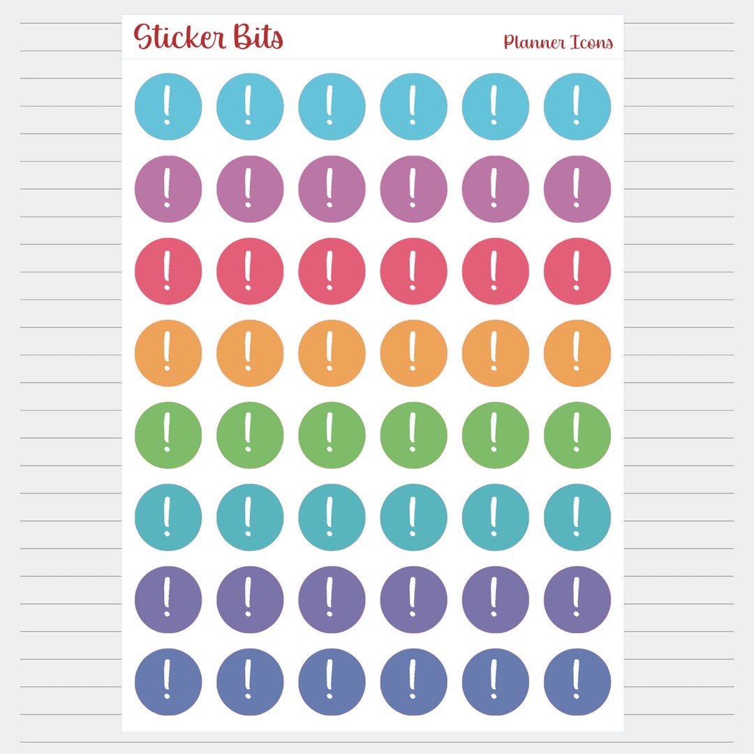 Planner Stickers 48 X Exclamation Mark Icons - Etsy
