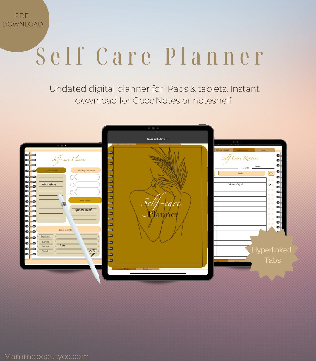 Postpartum Self Care Planner, Digital Planner, Goodnotes Planner, iPad