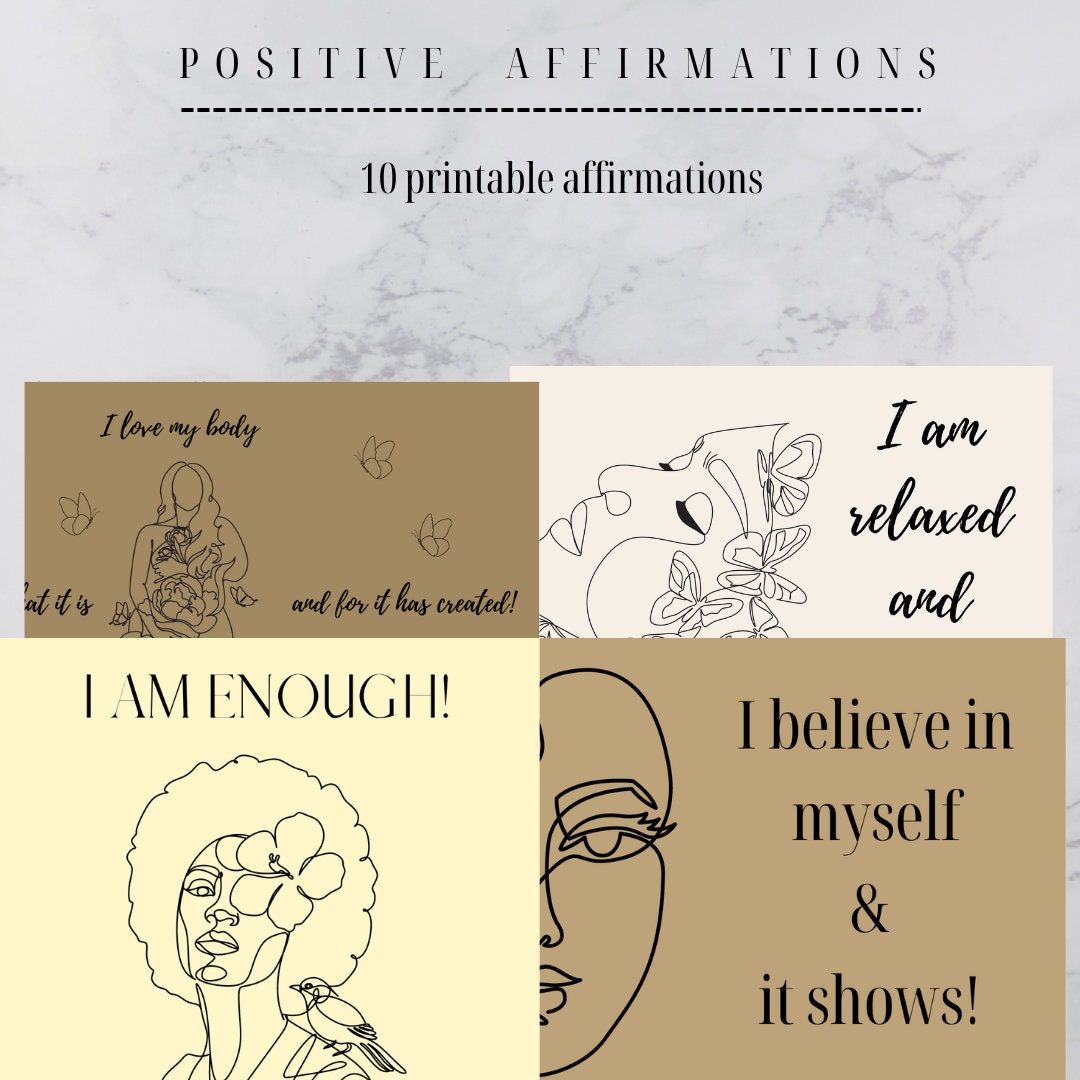 Printable Positive Affirmations | Printable Mindfulness Cards | Self ...