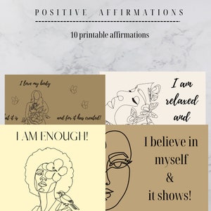 Printable positive affirmations | Printable Mindfulness cards | Self-care | Motivational Cards for Women | Mamma inspired