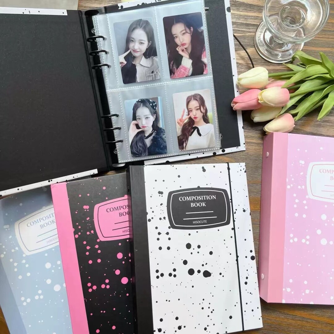 A5 Composition Binder Hardcover Kpop Photocard Binder 6 Ring Planner
