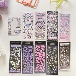 Kpop Polco Glitter Stary Holographic Deco Mini Cute Sticker Heart Phone ...