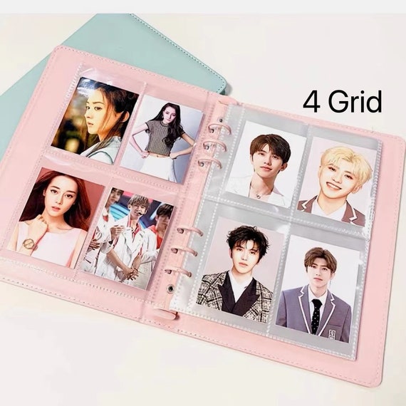 Reliure pour cartes photo Kpop en cuir A5, couleurs pastel