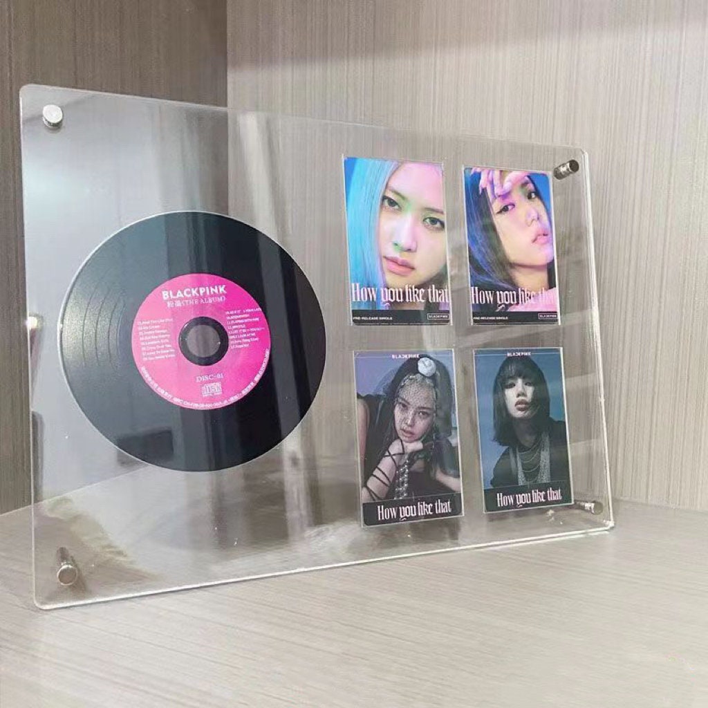 KPOP Acrylic Albumn 2 Photocard CD Display Standing Frame Holder 3 INCH  Korean Magnetic Clear Shelf Desktop Concert Ticket Display Rack 