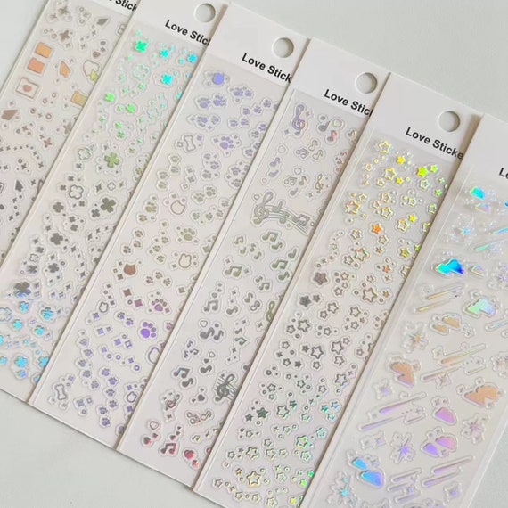 16 Sheets Holographic Kpop Deco Stickers Korean Stickers for