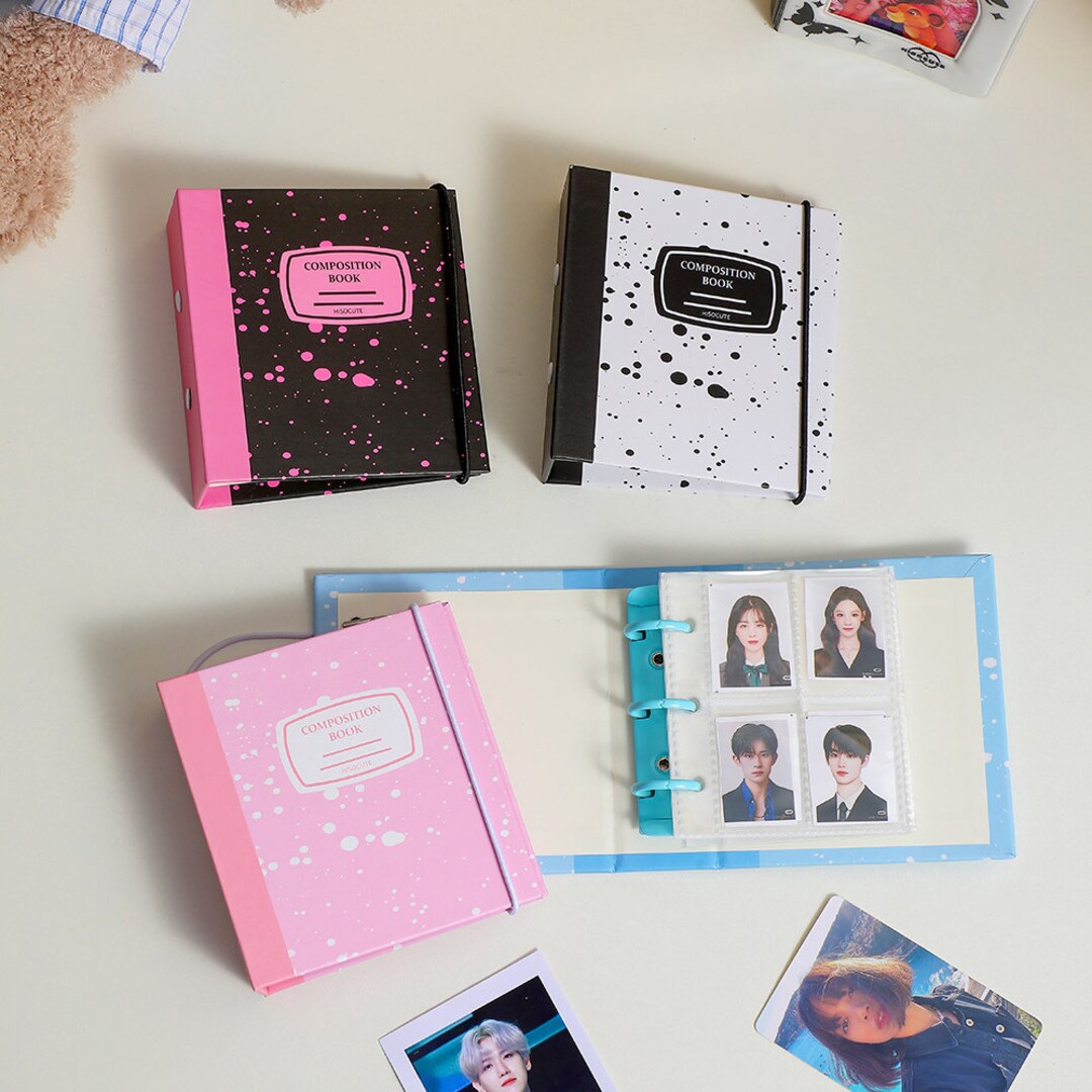 Mini Composition Binder Hardcover Kpop Photocard Binder 3 Ring Planner