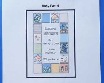 Baby Cross Stitch (Seaside Pastels) - Seaside Pastel Baby Sampler