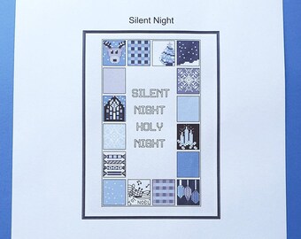 Christmas Cross Stitch (Snowy) - Silent Night Holy Night Christmas Sampler