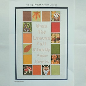 Kicking Through Autumn Leaves A4 Cross Stitch Sampler
