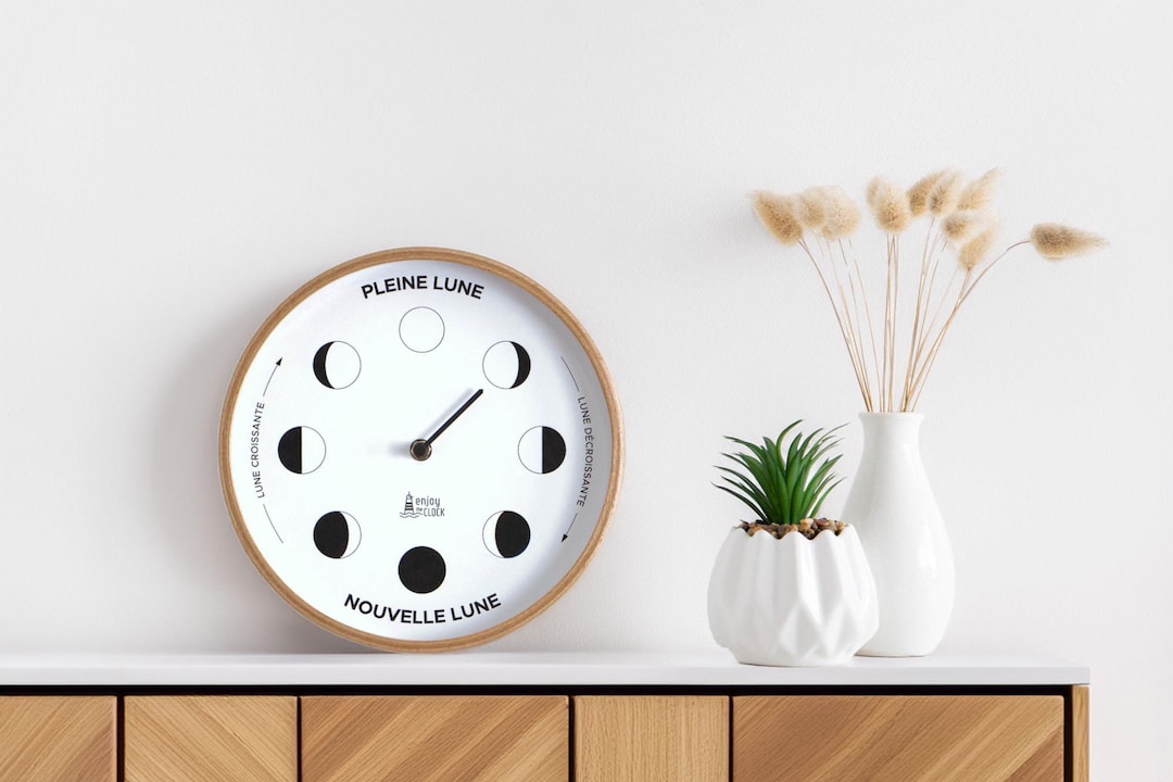 Moon Tracker Clock White Lunar Phase Clock – Track Moon Phases, Modern Design, Eco ...