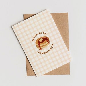 Panquecas para dois - Keep Driving Harry Card | Cartão de aniversário | Cartão romântico | Cartão Gingham Cottage Core | Cartão retrô | Cartão de dia dos namorados
