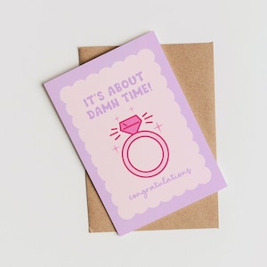 Ya era hora / Tarjeta de compromiso / Tarjeta de felicitación de boda / Tarjeta de celebración positiva / Tarjeta con letra
