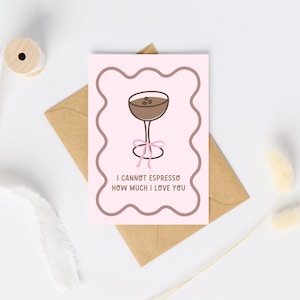 Espresso Martini Card | Love Card | Cherry and Bows Card | Sweet Birthday Card | Bows and Ribbons Card |  | Sweet Bow Card