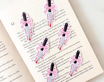 True Crime Girlie Knife Sticker | Cute Book Sticker | Vinyl Sticker | Laptop Decal | Thriller Reader | Coquette Sticker | Journal Sticker