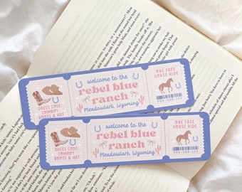 Rebel Blue Ranch Bookmark | Done and Dusted | Book Club Admit One Bookmark  | Bookmark Ticket | Cowboy Bookmark