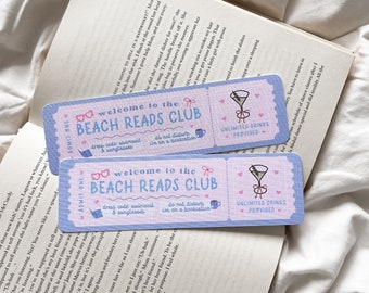 The Beach Reads Book Club Bookmark | Book Club Ticket | Admit One Bookmark | Cute Bookmark | Book Lovers Bookmark | Summer Bookmark