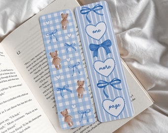 One More Page Bows Bookmark | Coquette Bow Bookmark | Bow Ribbon Bookmark | Girly Girl Era | Soft Girl Bookmark | Teddy Bear Bookmark