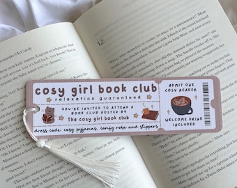 Cosy Girl Book Club | Coffee And Book Lover Bookmark | Fall Bookmark | Autumn Fall Themed Bookmark | Cosy Girls Club | Cozy Vibes