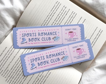 Sports Romance Book Club Bookmark | Romance Bookmark | Bookmark Ticket | Bookish Gift | Book Club Bookmark | Cute Bookmark