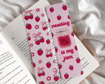 Reading Is My Jam Bookmark | Strawberry Bookmark | Spring Bookmark | Strawberry Jam | Cute Bookmark | Cottagecore Bookmark