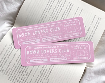 Boek Lovers Club bladwijzer | Feministische bladwijzer | Bookmark ticket | Leesachtig cadeau | Boekenclub-bladwijzer