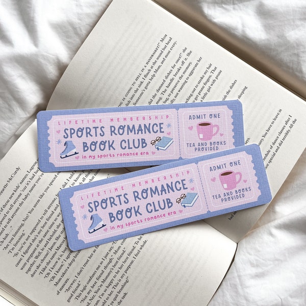 Sports Romance Book Club Bookmark | Romance Bookmark | Bookmark Ticket | Bookish Gift | Book Club Bookmark | Cute Bookmark
