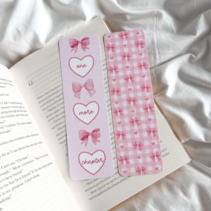 Coquette Bow Bookmark | One More Chapter Bookmark | Pink Girly Bookmark | Bow Ribbon Bookmark | Girly Girl Era | Cute Bookmark
