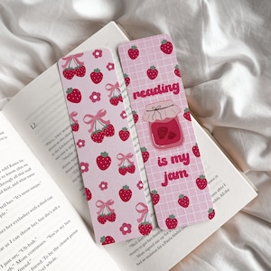 Reading Is My Jam Bookmark | Strawberry Bookmark | Spring Bookmark | Strawberry Jam | Cute Bookmark | Cottagecore Bookmark