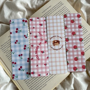 Gingham Bookmarks | Cute Cherry Peach Bookmark | Keep Driving Lyrics | Pancakes For Two | Just Let Me Adore You Lyrics