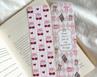 My Favourite Things Bookmark | Soft Girl Bookmark | Girly Romantic Bookmark | Coquette Bow Bookmark | Book Lovers Bookmark | Girly Girl