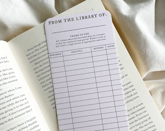 Reading Tracker | Vintage Library Card | Old Fashioned Style Library Bookmark | Reading Record Log | Reading Journal | Book Review
