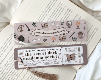 Marque-page de la société secrète de la Dark Academia | Marque-page Dark Academia Club | Marque-page fantaisie | Cadeau livresques | L'ère sombre du monde universitaire