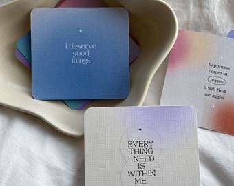 Colourful Positive Affirmation Cards | Wellbeing Gift | Mindfulness Cards | Healing Self Care Mantras | Positivity | Inspirational Quotes