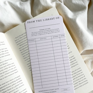 Reading Tracker | Vintage Library Card | Old Fashioned Style Library Bookmark | Reading Record Log | Reading Journal | Book Review