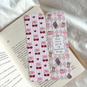 My Favourite Things Bookmark | Soft Girl Bookmark | Girly Romantic Bookmark | Coquette Bow Bookmark | Book Lovers Bookmark | Girly Girl