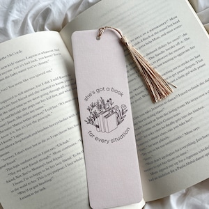 She's Got A Book For Every Situation Bookmark | Minimal Beige Bookmark | Book Gift | Bookish | Book Lover