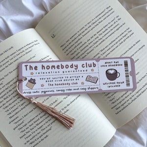 The Homebody Book Club | Coffee And Book Lover Bookmark | Homebody Girl | Fall Bookmark | Autumn Fall Themed Bookmark | Cosy Girls Club