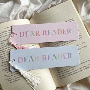 Dear Reader Bookmark | Cute Minimal Bookmark | Book Gift | Pastel Bookmark | Bridgerton Style