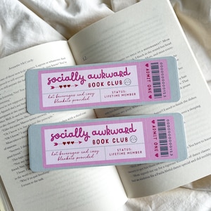 Sociaal onhandige boekenclub bladwijzer | Bladwijzer Ticketvoucher | Club voor sociale angst | Boekcadeau | Feministische bladwijzer